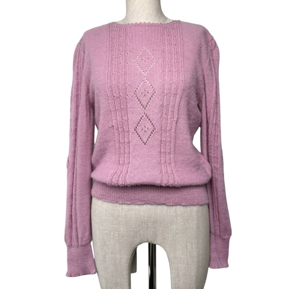 Peruvian Connection 100% Alpaca Knit Sweater Pink Handmade in Peru Soft Girl